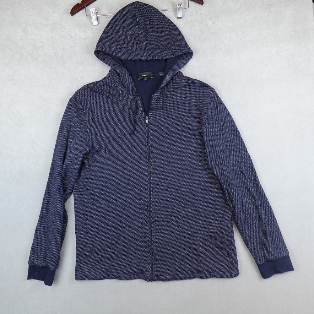 Vince Jacket Hoodie Mens Birdseye 100% Cotton Full Zip Sweater Large